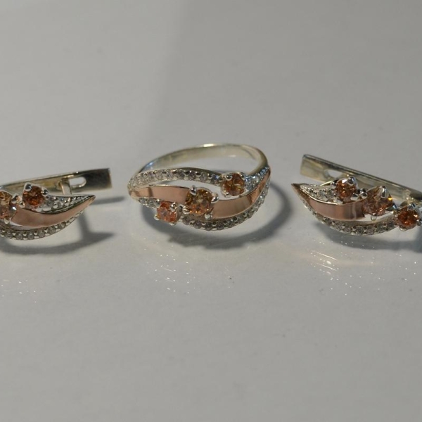 Гарнитур из серебра с золотом