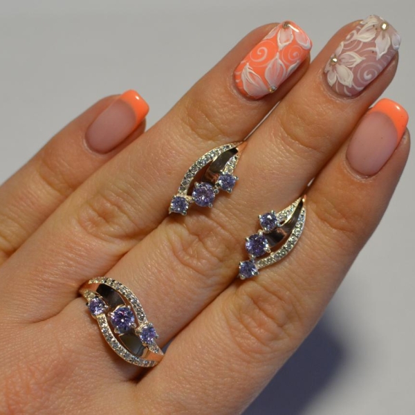 Гарнитур из серебра с золотом