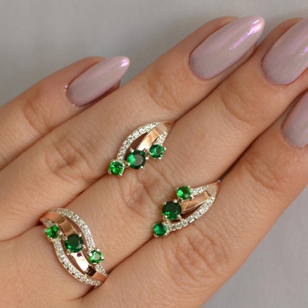 Гарнитур из серебра с золотом