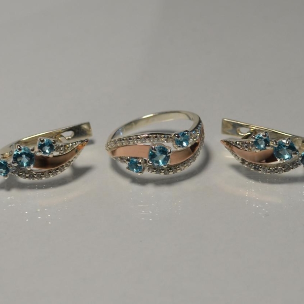 Гарнитур из серебра с золотом