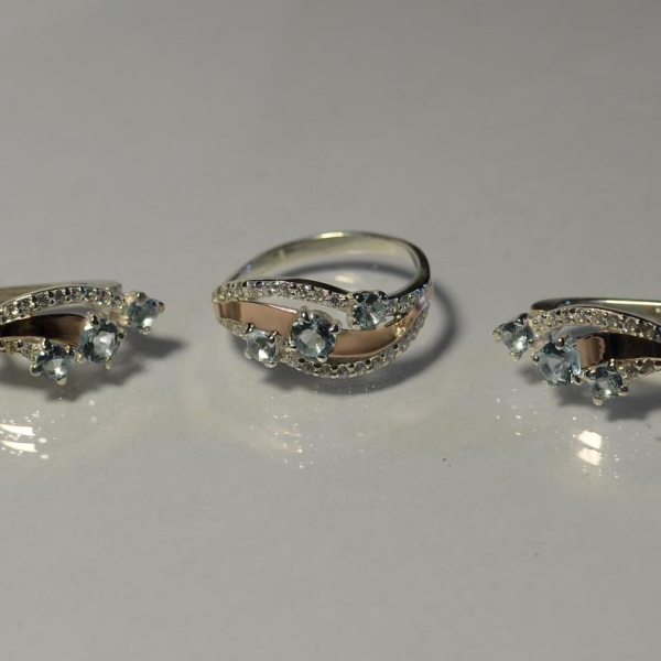 Гарнитур из серебра с золотом