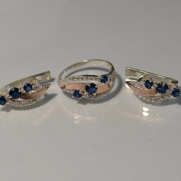 Гарнитур из серебра с золотом