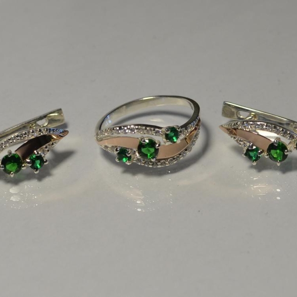 Гарнитур из серебра с золотом