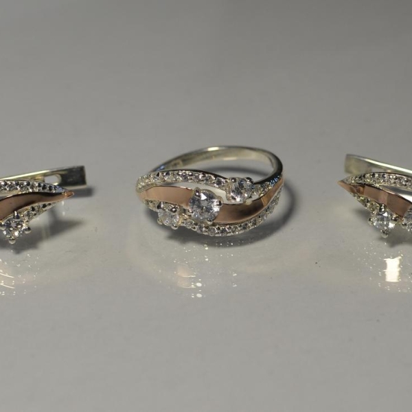 Гарнитур из серебра с золотом