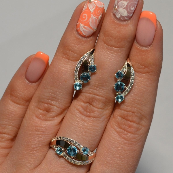 Гарнитур из серебра с золотом