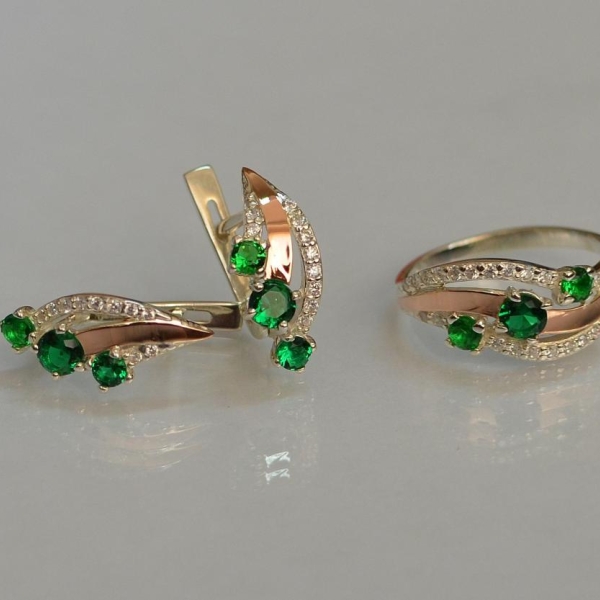 Гарнитур из серебра с золотом