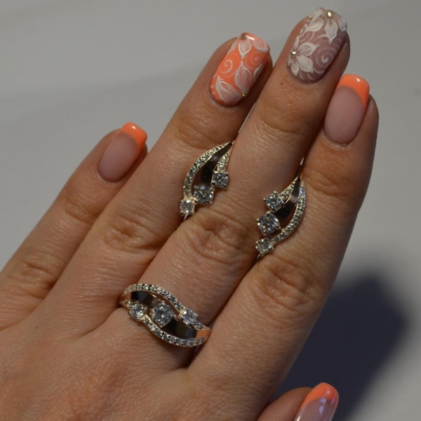 Гарнитур из серебра с золотом