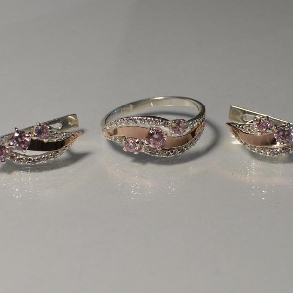 Гарнитур из серебра с золотом