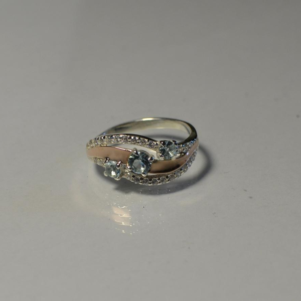 Каблучка зі срібла з золотом