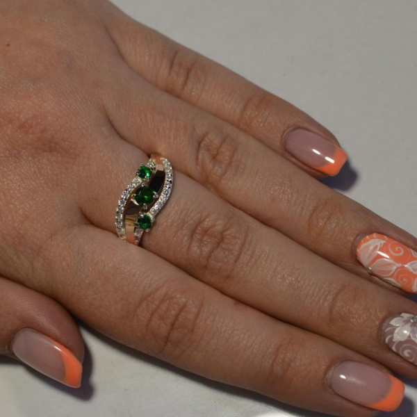 Каблучка зі срібла з золотом