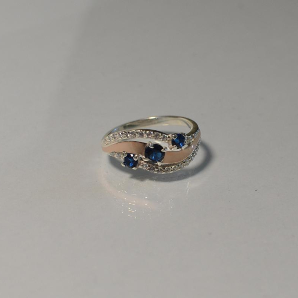 Каблучка зі срібла з золотом