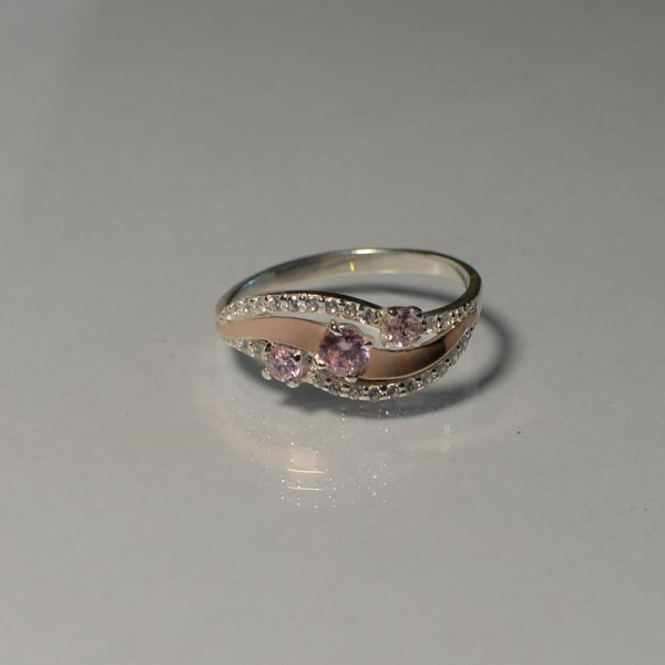 Каблучка зі срібла з золотом