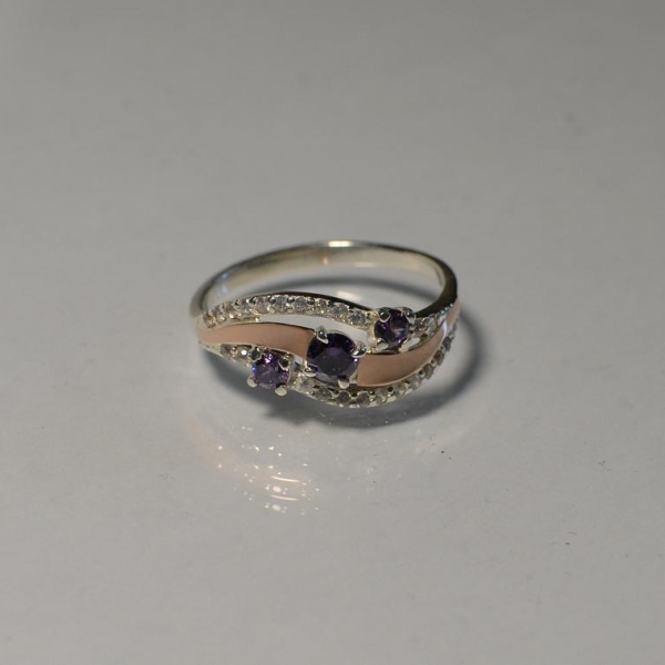 Каблучка зі срібла з золотом