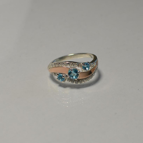 Каблучка зі срібла з золотом