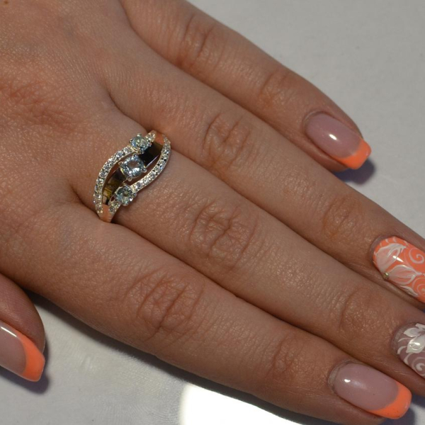 Каблучка зі срібла з золотом