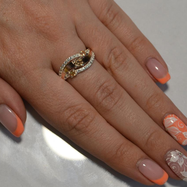 Каблучка зі срібла з золотом