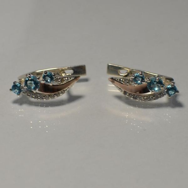 Серьги из серебра с золотом