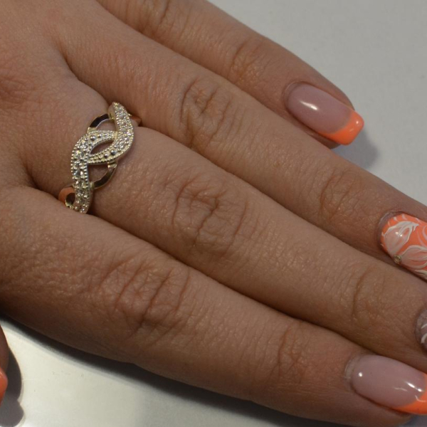 Срібний комплект з золотими напайками і фіанітами