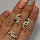 Срібний комплект з золотими напайками і фіанітами