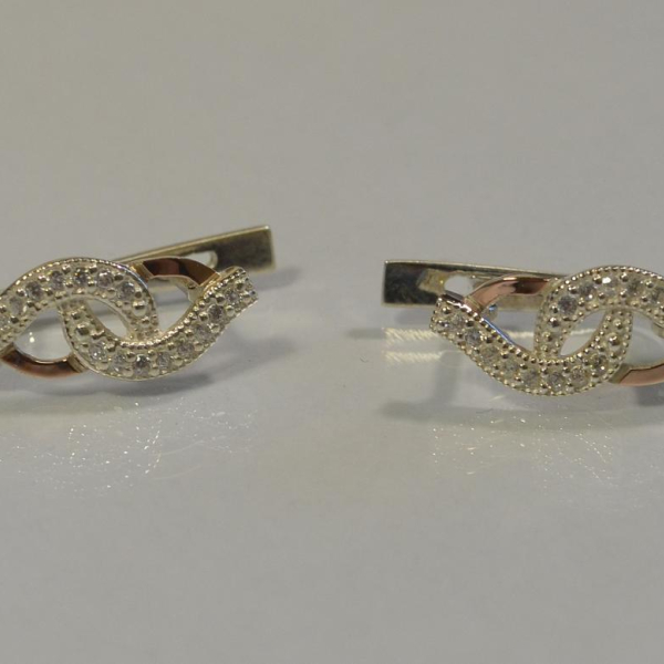 Срібний комплект з золотими напайками і фіанітами