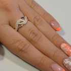 Срібна каблучка з золотими напайками і фіанітами