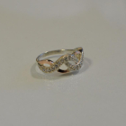 Срібна каблучка з золотими напайками і фіанітами