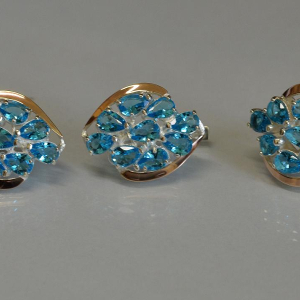 Набор серебряный с золотыми вставками