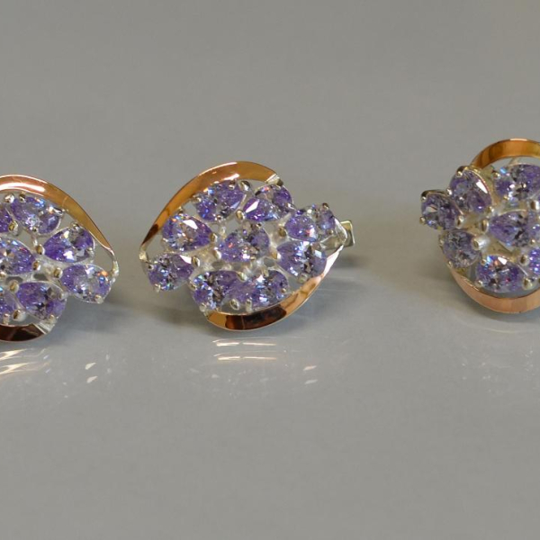 Набор серебряный с золотыми вставками