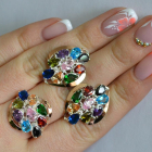 Набор серебряный с золотыми вставками