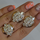 Набор серебряный с золотыми вставками