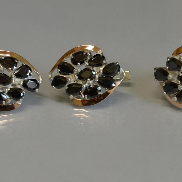 Набор серебряный с золотыми вставками