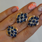 Набор серебряный с золотыми вставками