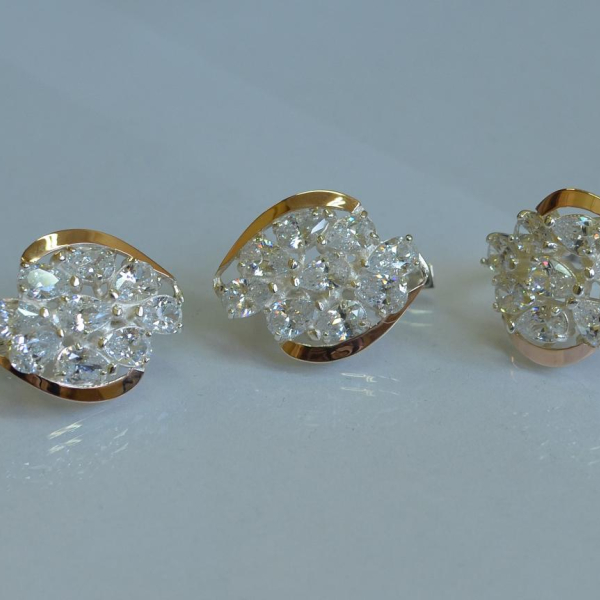 Набор серебряный с золотыми вставками