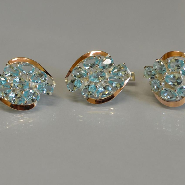 Набор серебряный с золотыми вставками