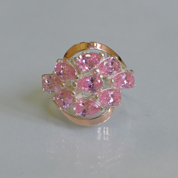 Каблучка срібна з золотими вставками