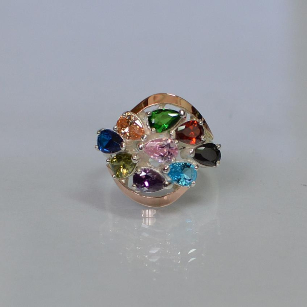 Каблучка срібна з золотими вставками