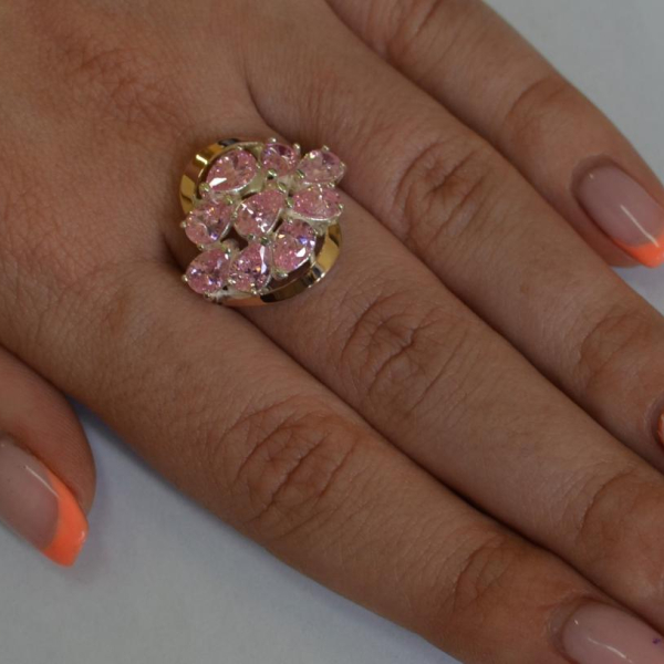 Каблучка срібна з золотими вставками