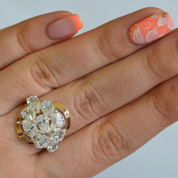 Каблучка срібна з золотими вставками