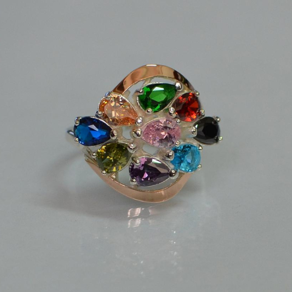 Каблучка срібна з золотими вставками