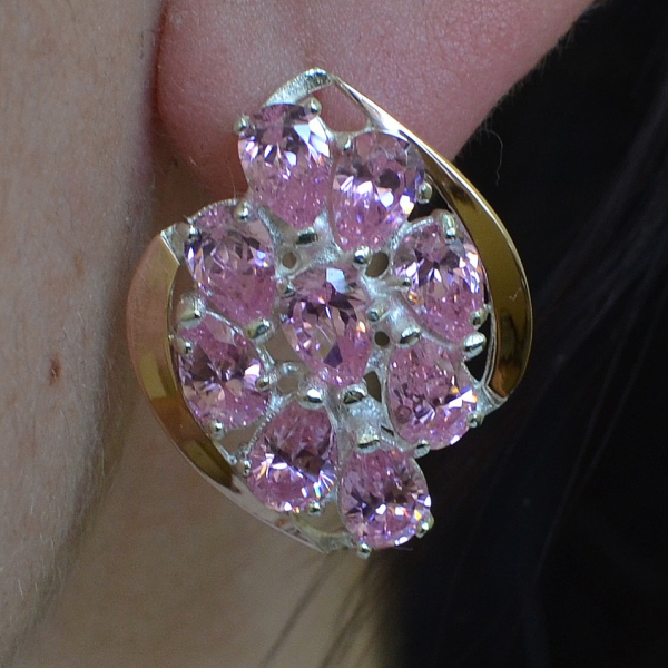 Серьги серебряные с золотыми вставками