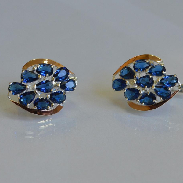 Серьги серебряные с золотыми вставками