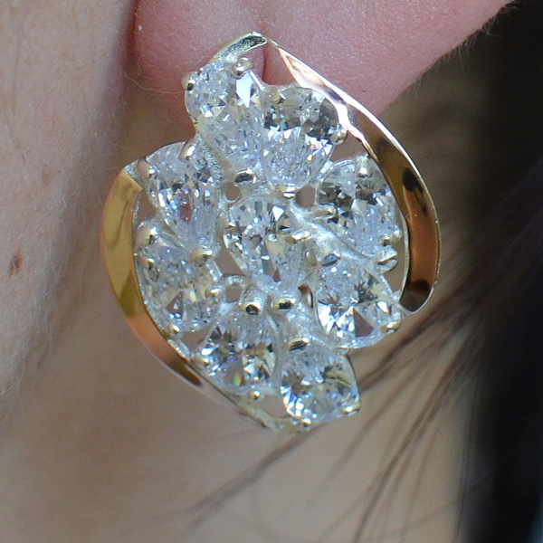 Серьги серебряные с золотыми вставками