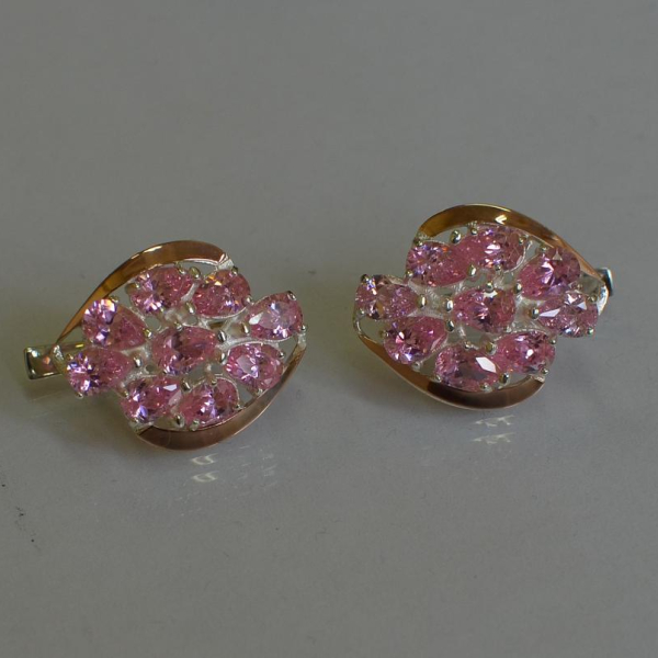 Серьги серебряные с золотыми вставками