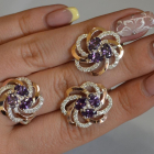 Набор серебряный с золотыми напайками(пластинами)