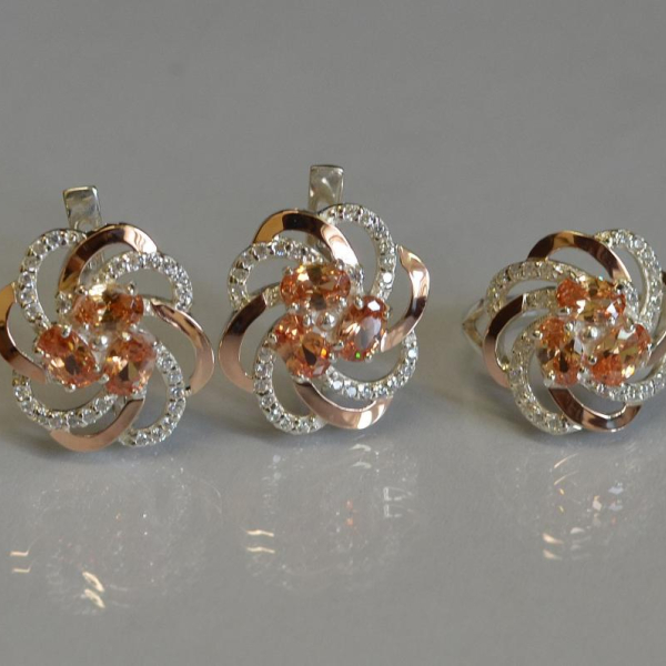 Набор серебряный с золотыми напайками(пластинами)