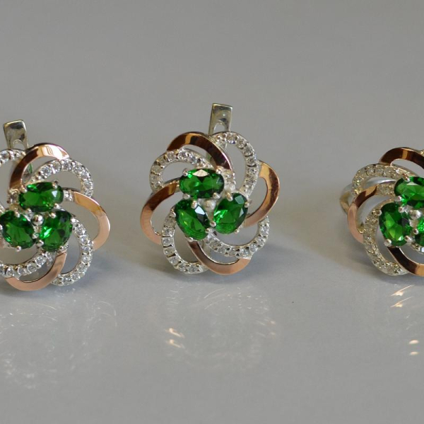 Набор серебряный с золотыми напайками(пластинами)