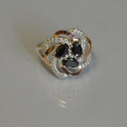 Каблучка із срібла з золотими напайками (пластинами)