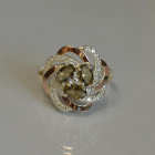 Каблучка із срібла з золотими напайками (пластинами)