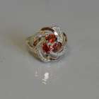 Каблучка із срібла з золотими напайками (пластинами)