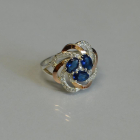 Каблучка із срібла з золотими напайками (пластинами)